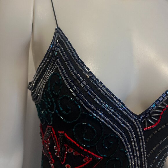 100% Silk Beaded SzM Fabrica Black Evening/Formal Party/Wedding/Prom/Party Dress - Picture 3 of 15